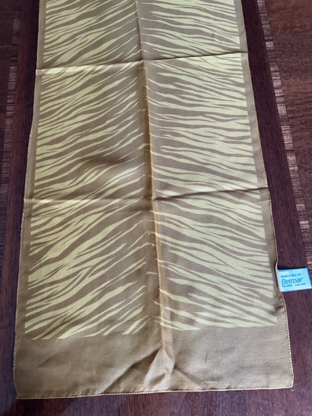Betmar Yellow and Tan Zebra Stripe Scarf 11“ x 52“